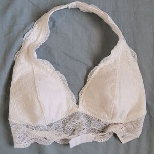 Abercrombie & Fitch White Lace Padded Halter Bralette Size M